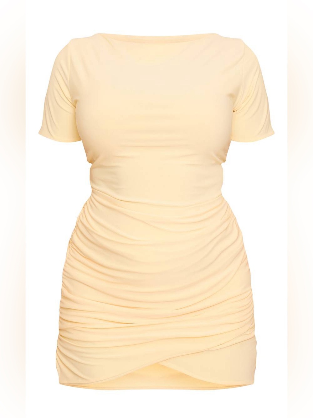 PrettyLittleThing Yellow Ruched Mini Dress - Picture 3 of 7